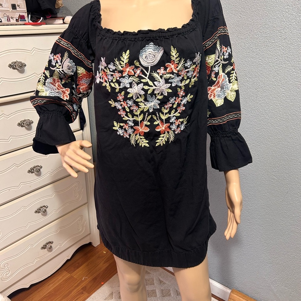 Free People Flour de jour embroidered off the shoulder mini dress size xs - Picture 4 of 11